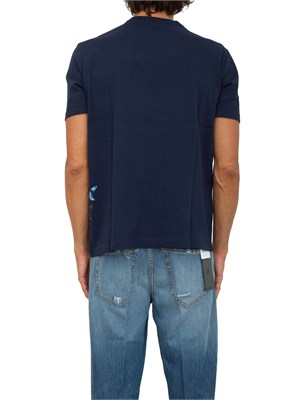 T-shirt Paul[and]Shark blu con stampa Sharks effetto distressed in UOMO