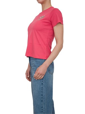 T-shirt corallo Pinko con ricamo gioiello Love Birds in DONNA