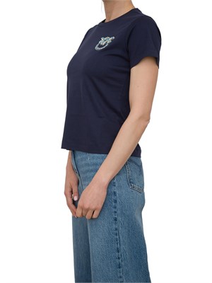 T-shirt blu Pinko con ricamo gioiello Love Birds in DONNA