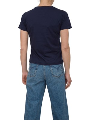 T-shirt blu Pinko con ricamo gioiello Love Birds in DONNA