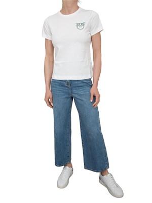 T-shirt bianca Pinko con ricamo gioiello Love Birds in DONNA