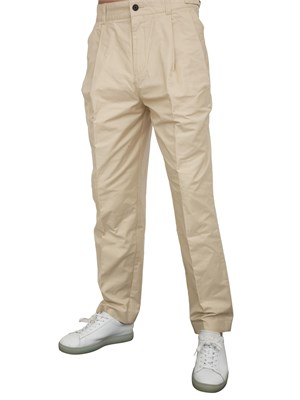 Pantaloni Hugo relaxed fit in misto cotone beige in UOMO