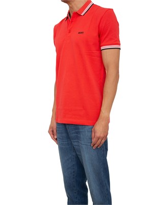 Polo rossa Boss uomo in piqué di cotone con logo in UOMO