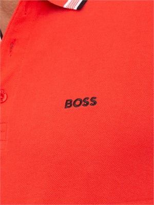 Polo rossa Boss uomo in piqué di cotone con logo in UOMO