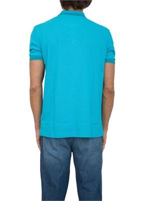 Polo azzurra Boss uomo in piqué di cotone con logo in UOMO