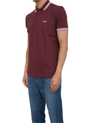 Polo bordeaux Boss uomo in piqué di cotone con logo in UOMO