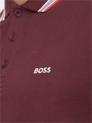 Polo bordeaux Boss uomo in piqué di cotone con logo in UOMO