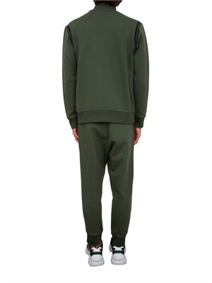 Tuta sportiva Boss verde in cotone elasticizzato con inserti a righe in UOMO