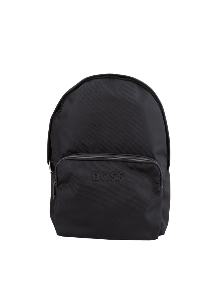 Zaino blu Boss uomo con tasca frontale e logo tono su tono