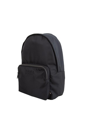 Zaino blu Boss uomo con tasca frontale e logo tono su tono in UOMO