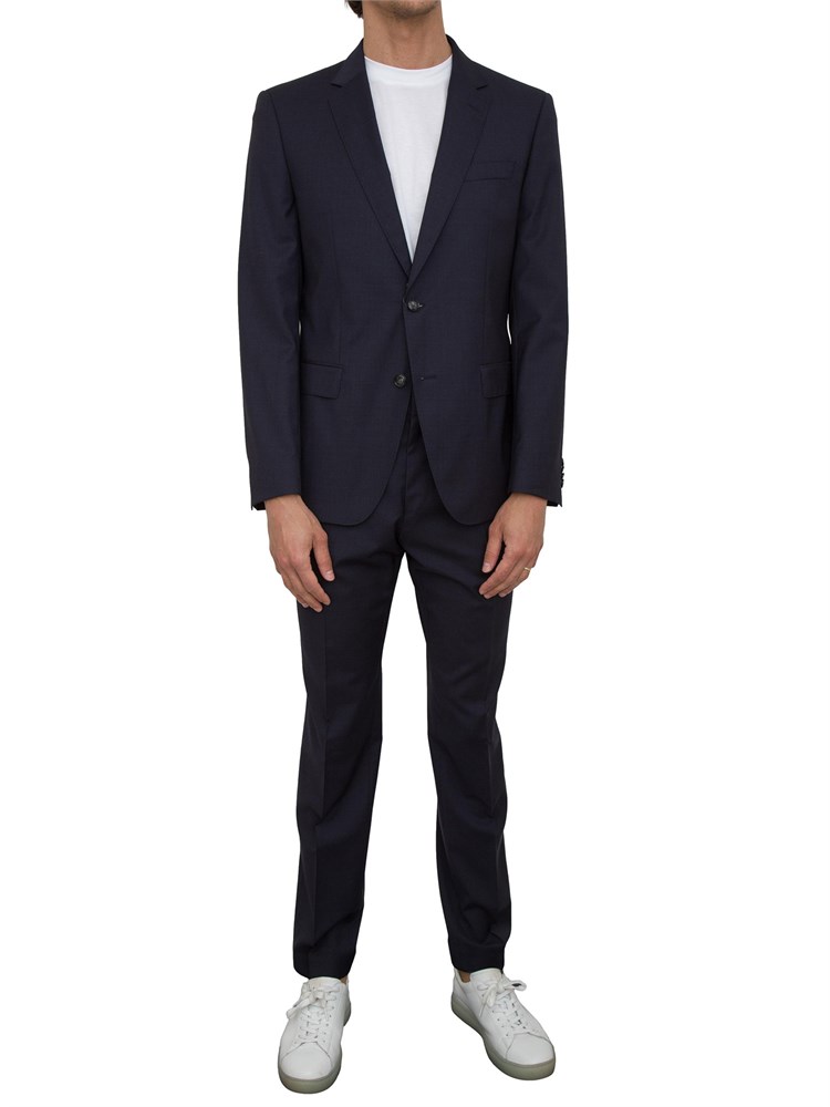 Abito Boss monopetto slim fit in lana vergine blu
