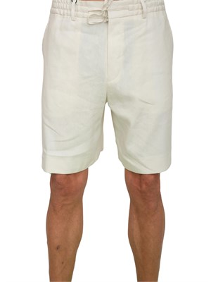 Bermuda Boss uomo in misto lino bianco panna con coulisse in vita in UOMO