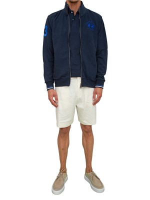 Bermuda Boss uomo in misto lino bianco panna con coulisse in vita in UOMO