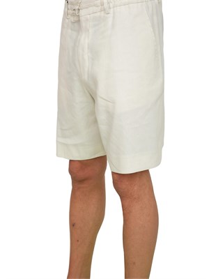 Bermuda Boss uomo in misto lino bianco panna con coulisse in vita in UOMO