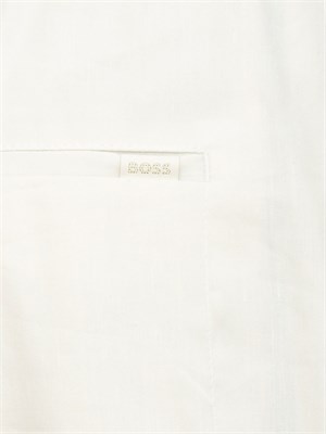 Bermuda Boss uomo in misto lino bianco panna con coulisse in vita in UOMO