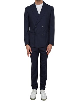 Abito Boss in lana vergine mélange blu con elasticità naturale in UOMO