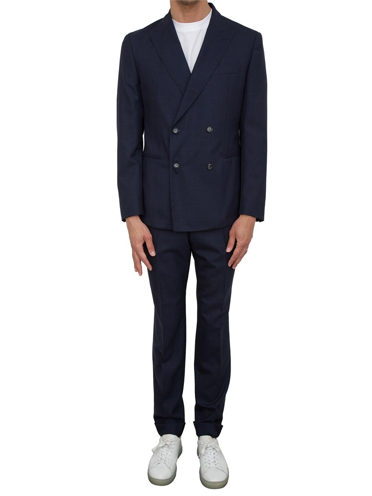 Abito Boss in lana vergine mélange blu con elasticità naturale