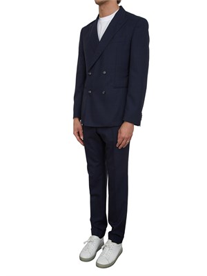 Abito Boss in lana vergine mélange blu con elasticità naturale in UOMO