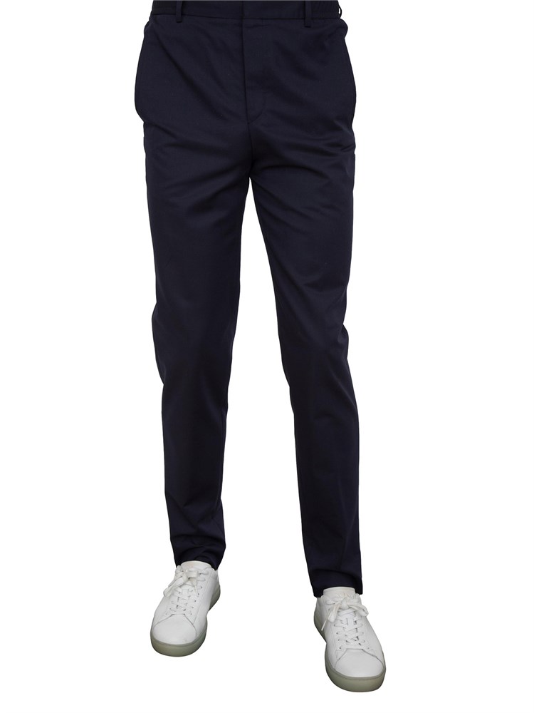 Pantaloni chino Corneliani blu scuro in tessuto tecnico di lana