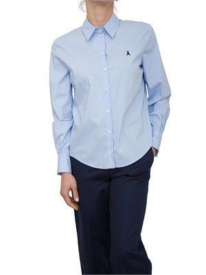 Camicia celeste a righe Patrizia Pepe con spacco su retro in DONNA