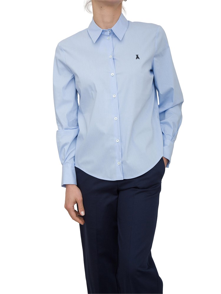 Camicia celeste a righe Patrizia Pepe con spacco su retro