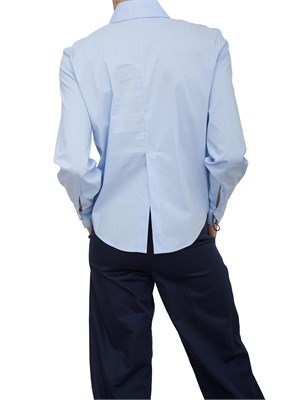 Camicia celeste a righe Patrizia Pepe con spacco su retro in DONNA