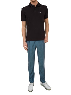 Polo nera uomo C.P. Company in cotone e logo ricamato in UOMO