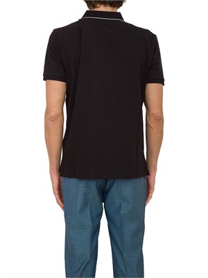 Polo nera uomo C.P. Company in cotone e logo ricamato in UOMO