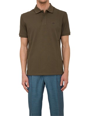 Polo verde uomo C.P. Company in cotone e logo ricamato in UOMO