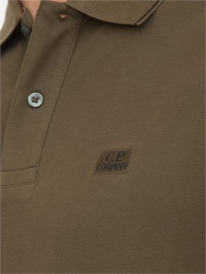 Polo verde uomo C.P. Company in cotone e logo ricamato in UOMO