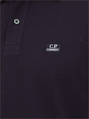Polo blu uomo C.P. Company in cotone e logo ricamato in UOMO