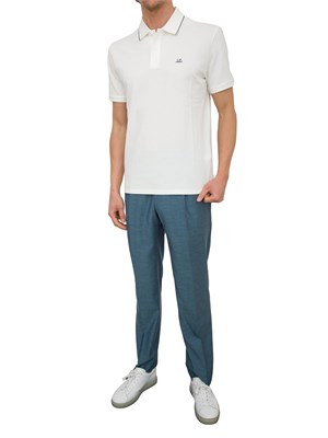 Polo bianca uomo C.P. Company in cotone e logo ricamato in UOMO