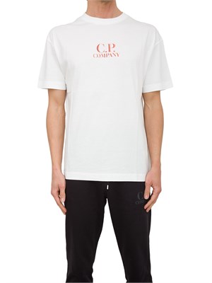T-shirt bianca C.P. Company in cotone con stampa avanti e dietro in UOMO