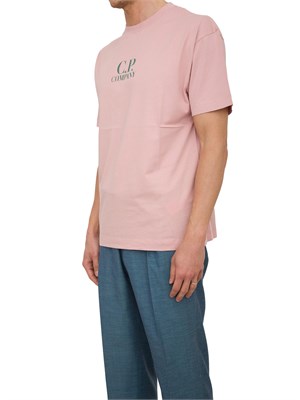 T-shirt rosa C.P. Company in cotone con stampa avanti e dietro in UOMO