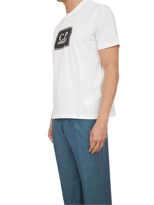 T-shirt bianca girocollo C.P. Company in cotone con logo stampato in UOMO