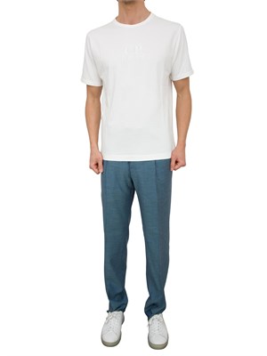 T-shirt bianca girocollo C.P. Company in cotone con logo ricamato in UOMO
