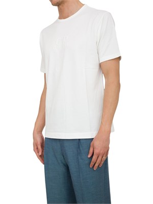 T-shirt bianca girocollo C.P. Company in cotone con logo ricamato in UOMO
