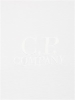 T-shirt bianca girocollo C.P. Company in cotone con logo ricamato in UOMO