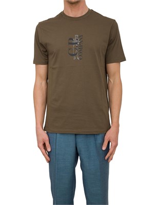 T-shirt uomo verde C.P. Company in cotone con stampa logo in UOMO