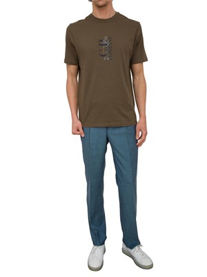 T-shirt uomo verde C.P. Company in cotone con stampa logo in UOMO