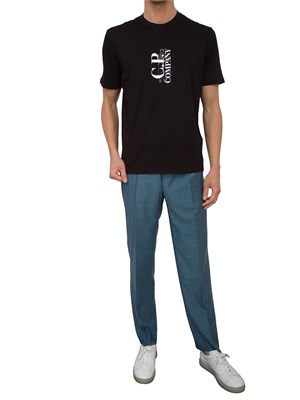 T-shirt uomo nera C.P. Company in cotone con stampa logo in UOMO