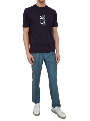 T-shirt uomo blu C.P. Company in cotone con stampa logo in UOMO