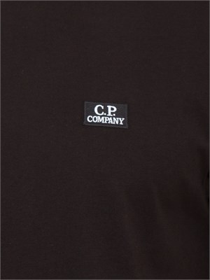 T-shirt nera uomo C.P. Company in cotone con logo a contrasto in UOMO