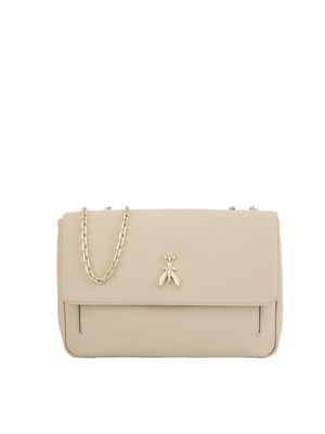 Fly borsa a spalla Patrizia Pepe in pelle beige con catena in DONNA