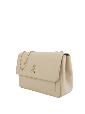 Fly borsa a spalla Patrizia Pepe in pelle beige con catena in DONNA