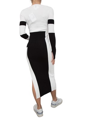 Abito midi Patrizia Pepe bicolor bianco nero in rasato in DONNA