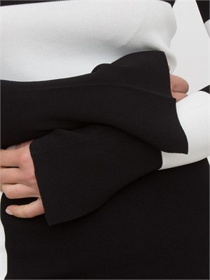 Abito midi Patrizia Pepe bicolor bianco nero in rasato in DONNA