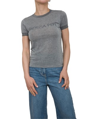 T-shirt Patrizia Pepe in maglia argento scuro in DONNA