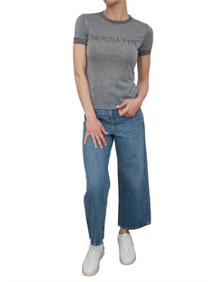 T-shirt Patrizia Pepe in maglia argento scuro in DONNA