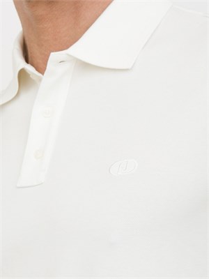 Polo Liu-jo avorio in piquet con logo in UOMO